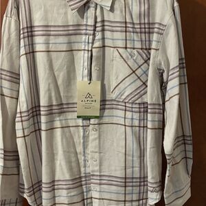 Alpine Design White and Brown Plaid Men's Shirt